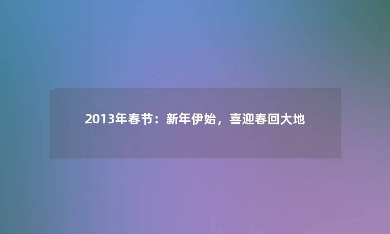 2013年春节：新年伊始，喜迎春回大地