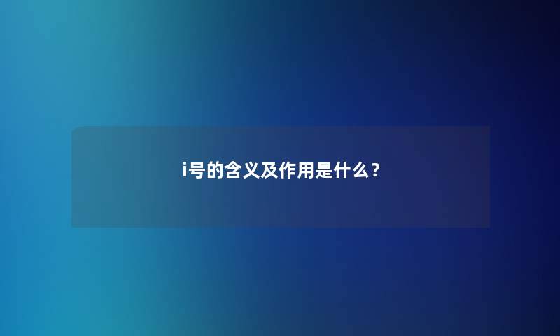 i号的含义及作用是什么？