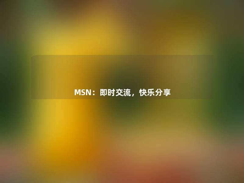 MSN：即时交流，快乐分享