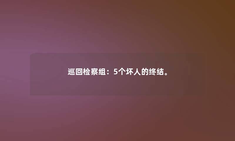 巡回检察组：5个坏人的终结。