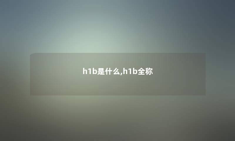 h1b是什么,h1b全称