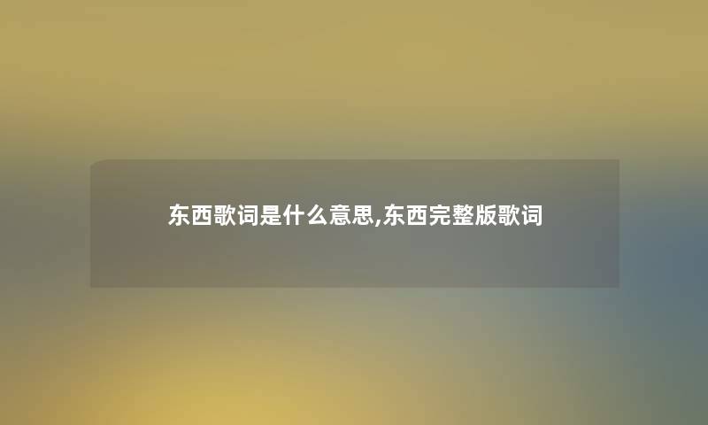 东西歌词是什么意思,东西完整版歌词