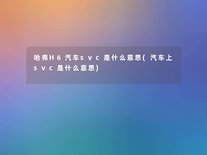 哈弗H6汽车svc是什么意思(汽车上svc是什么意思)