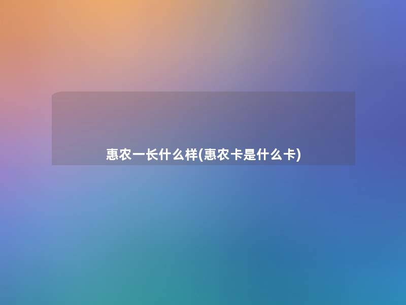 惠农一长什么样(惠农卡是什么卡)