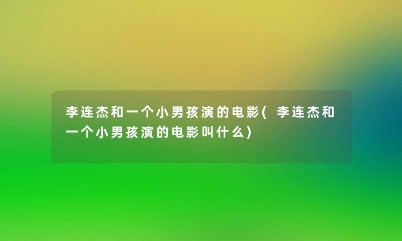 李连杰和一个小男孩演的电影(李连杰和一个小男孩演的电影叫什么)