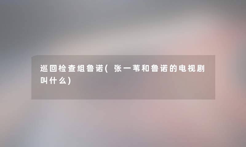 巡回检查组鲁诺(张一苇和鲁诺的电视剧叫什么)