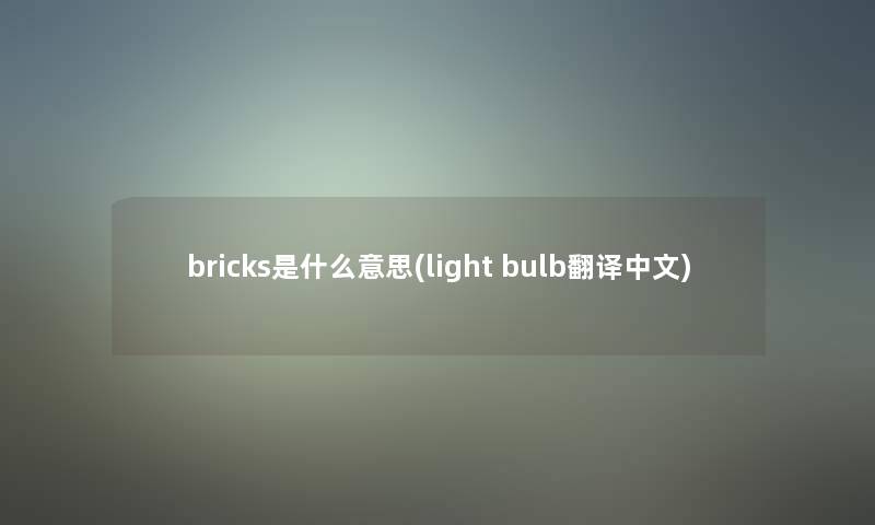 bricks是什么意思(light bulb翻译中文)