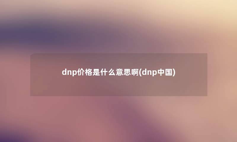 dnp价格是什么意思啊(dnp中国)