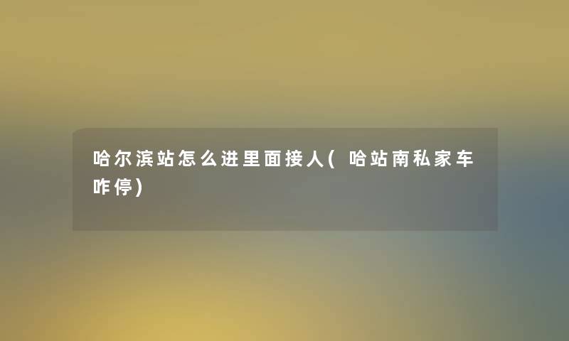 哈尔滨站怎么进里面接人(哈站南私家车咋停)