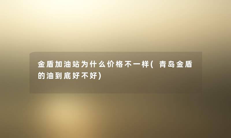 金盾加油站为什么价格不一样(青岛金盾的油到底好不好)