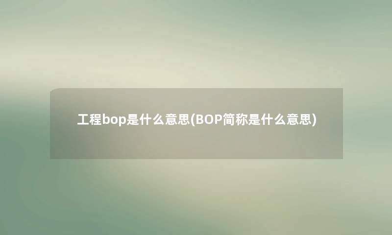 工程bop是什么意思(BOP简称是什么意思)