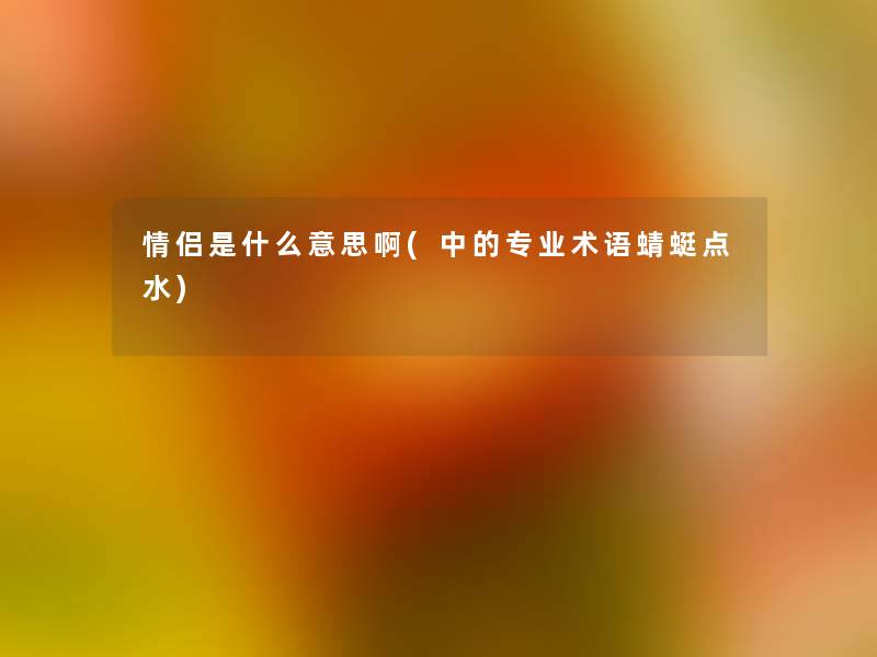 情侣是什么意思啊(中的专业术语蜻蜓点水)