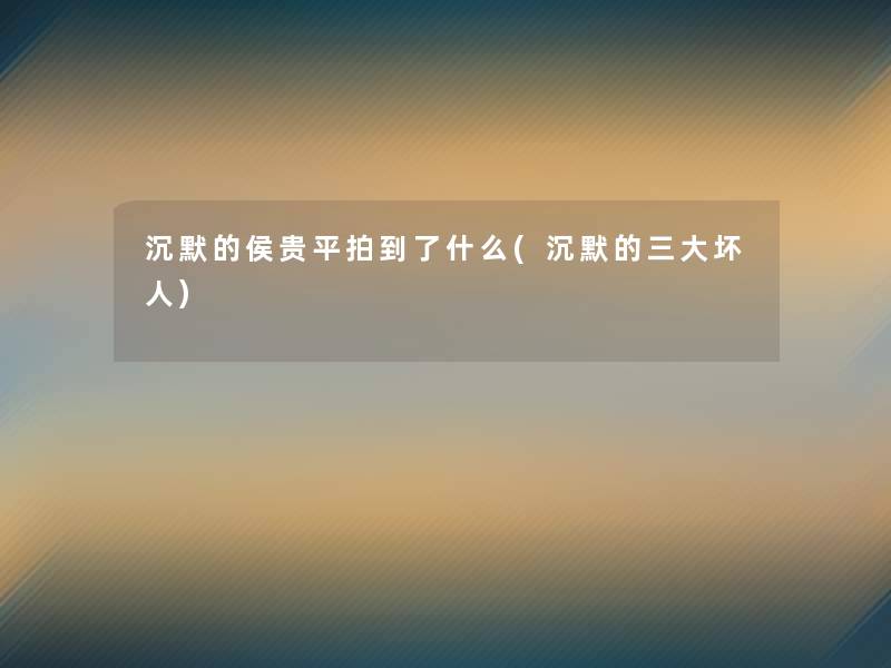 沉默的侯贵平拍到了什么(沉默的三大坏人)