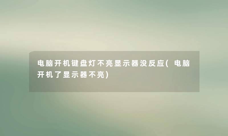 电脑开机键盘灯不亮显示器没反应(电脑开机了显示器不亮)