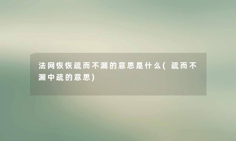 法网恢恢疏而不漏的意思是什么(疏而不漏中疏的意思)