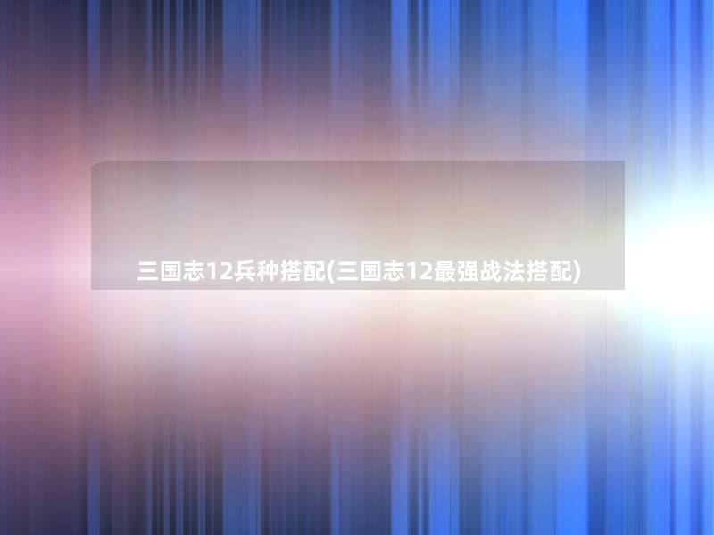 三国志12兵种搭配(三国志12强战法搭配)