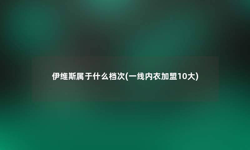 伊维斯属于什么档次(一线内衣加盟10大)