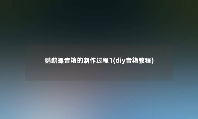 鹦鹉螺音箱的制作过程1(diy音箱教程)