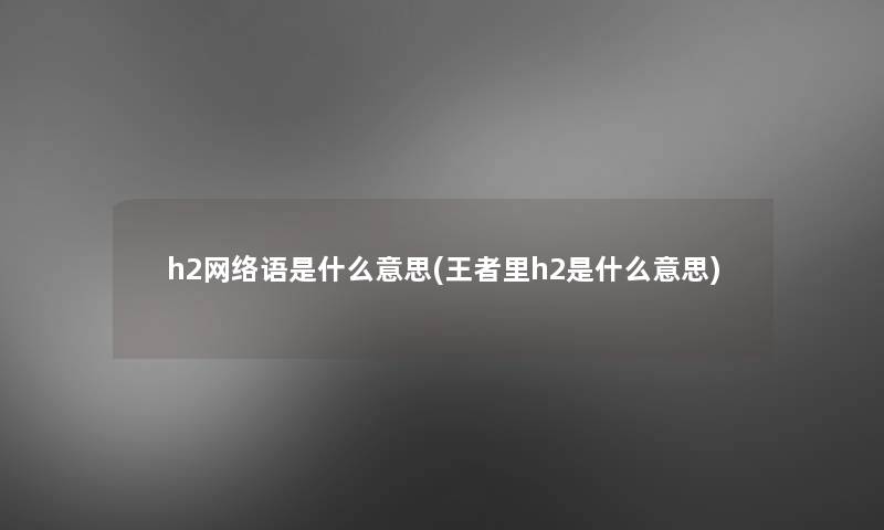 h2网络语是什么意思(王者里h2是什么意思)