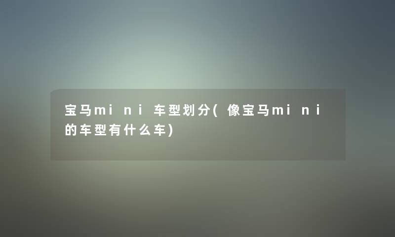 宝马mini车型划分(像宝马mini的车型有什么车)