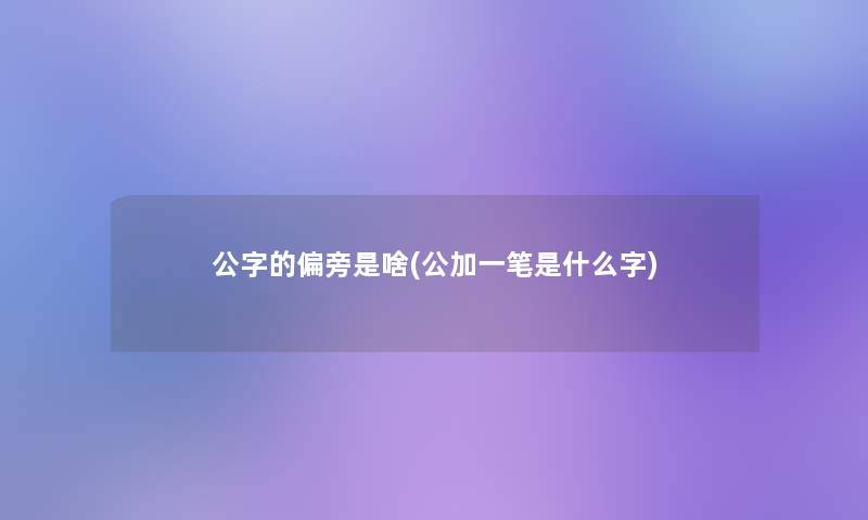 公字的偏旁是啥(公加一笔是什么字)