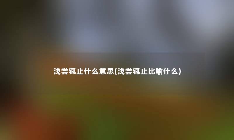 浅尝辄止什么意思(浅尝辄止比喻什么)