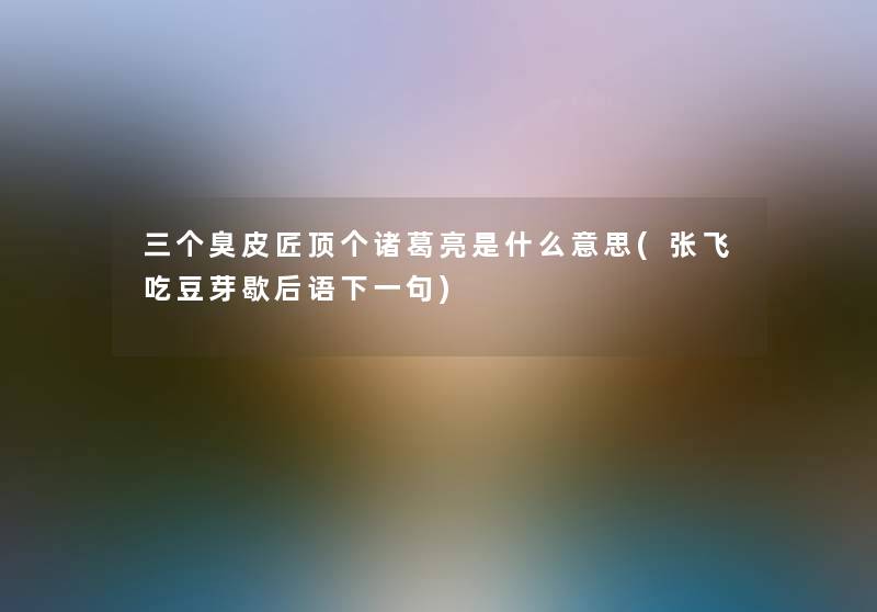 三个臭皮匠顶个诸葛亮是什么意思(张飞吃豆芽歇后语下一句)