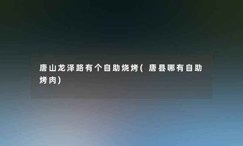 唐山龙泽路有个自助烧烤(唐县哪有自助烤肉)