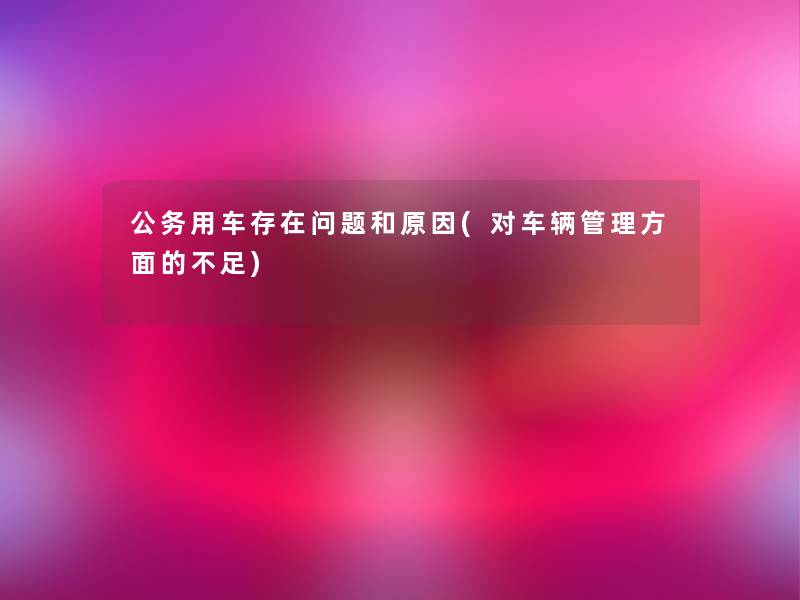 公务用车存在问题和原因(对车辆管理方面的不足)