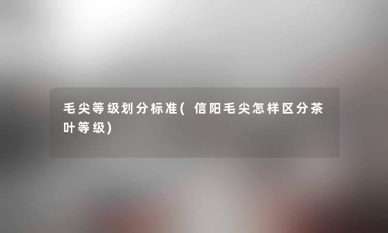 毛尖等级划分标准(信阳毛尖怎样区分茶叶等级)