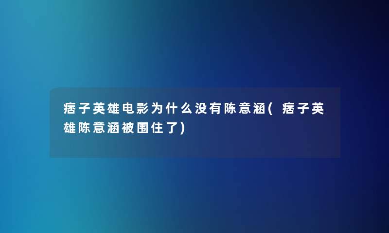 痞子英雄电影为什么没有陈意涵(痞子英雄陈意涵被围住了)